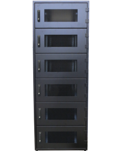 RZ Pro Colocation Rack mit horizontaler Belüftung per Hexagon-Lochblechtüren 800x1200x2200, Sockel